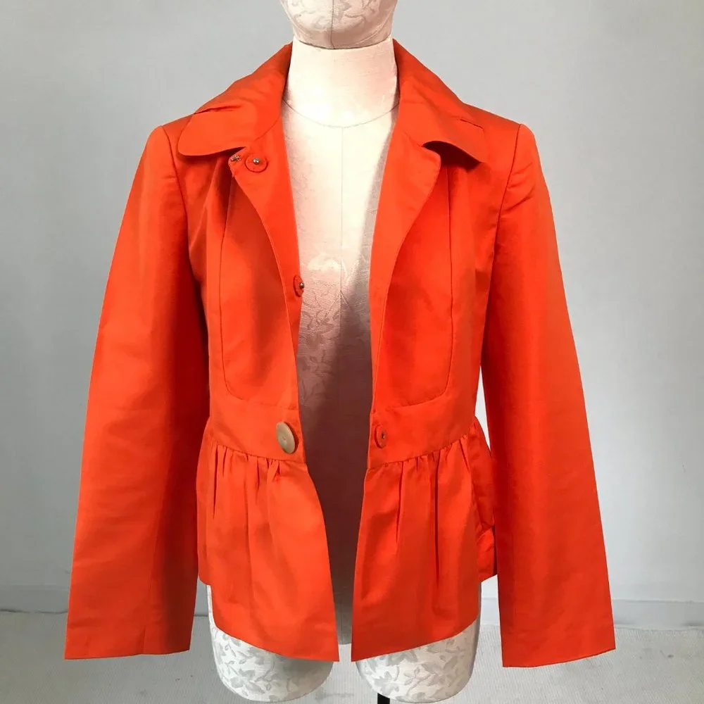 Magaschoni S Silk Cotton 365 Jacket Blazer Orange - Picture 3 of 13